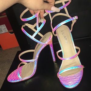 Shiny snakeskin heels